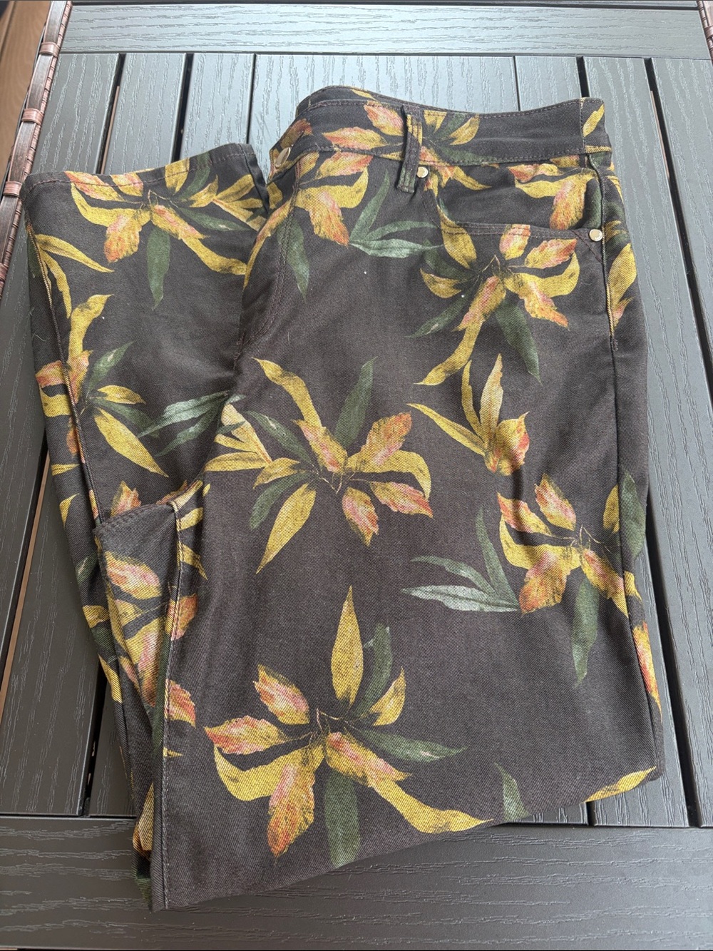 Women’s Chico’s Black Floral Print Girlfriend Jeans
